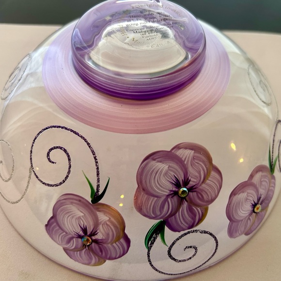 Hand painted Madiggan Australia, purple, floral bowl. 8.25” - Picture 8 of 9